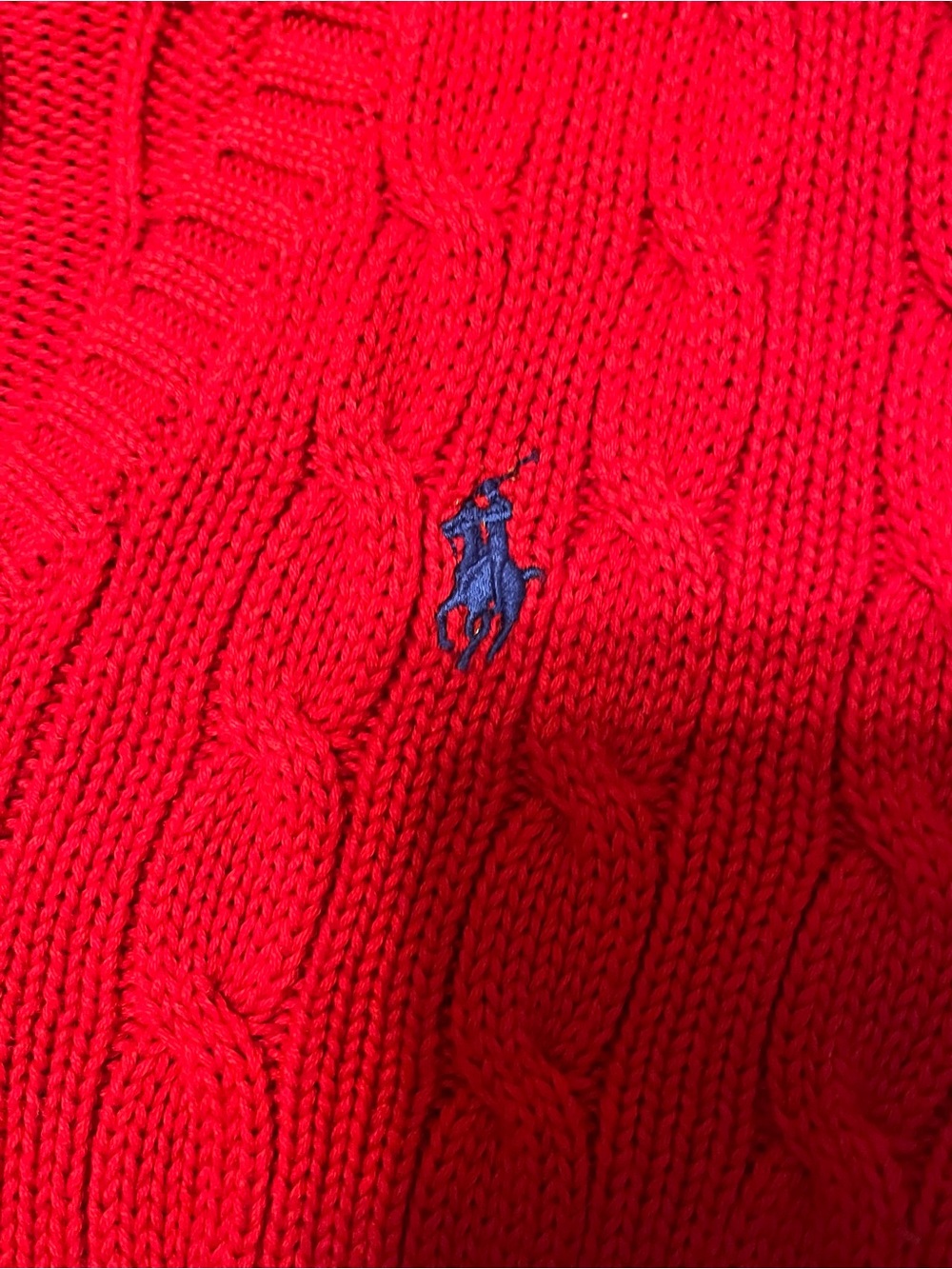 Ralph Lauren Women’s Red Cable-Knit V-Neck Sweater - Picture 3 of 4